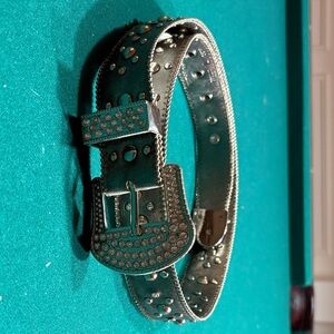 Vintage Kathy Van Zeeland Metallic silver Studded Belt